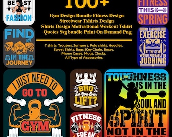 Gym & Fitness Design-Bundle: Motivierende Workout Zitate (SVG, PNG)