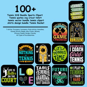 Tennis SVG Bundle Sports Clipart Tennis quotes svg cricut tshirt tennis vector bundle tennis  clipart shirts design bundle Tennis Racket