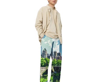 Pantalones de pijama Philadelphia Skyline: ropa de estar por casa unisex de pierna ancha
