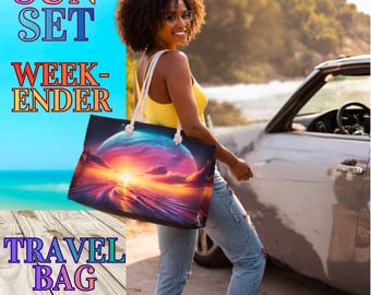 Bolso de fin de semana Sunset / Bolso de viaje vibrante con asas de cuerda