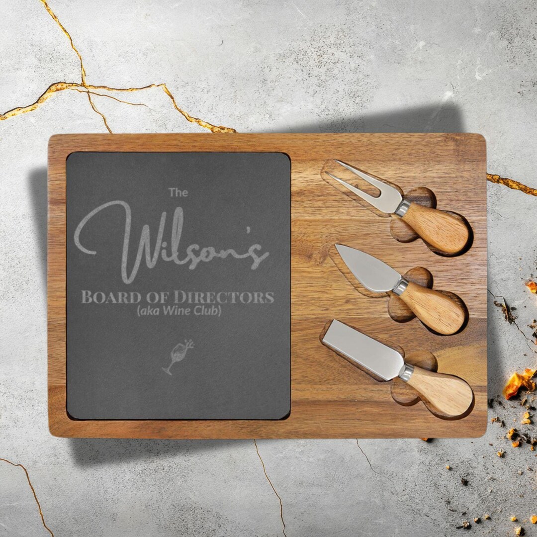 Personalized Charcuterie Board | Engraved Slate & Acacia Cheese Board ...