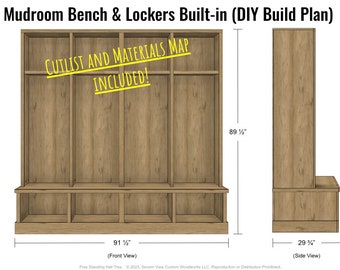 Mudroom Bench & Lockers Built-in (DIY Build Plan with Cut-list)