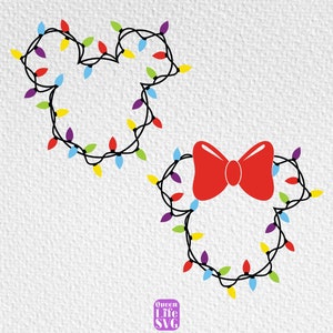 Christmas Mouse Lights Svg, Mouse Ears Christmas Lights Svg, Custom Family Svg, Christmas Couple Svg, Gift For Her, Gift For Him, Digital