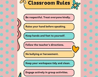 Classroom Rules Poster | Editable & Printable | Fun and Educational Decor