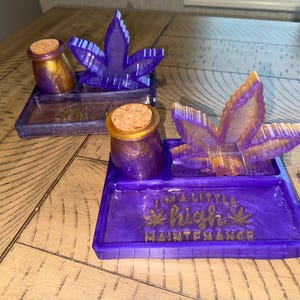 High Maintenance Rolling Tray Set, Custom‑Color Rolling Tray Set – Personalized Resin Tray, Ashtray & Stash Jar