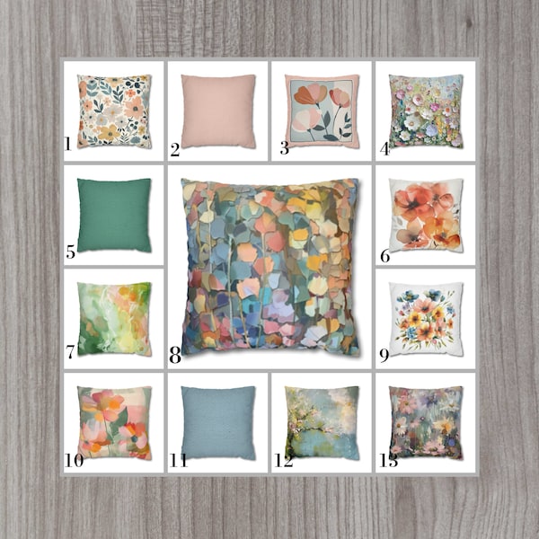 CUBIERTAS DE ALMOHADA FLORAL de primavera, Fundas de cojín abstracto, para almohada de 20x20, almohada de 16x16, todos los tamaños, funda de almohada interior pastel