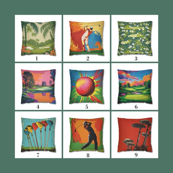 PILLOWS & COVERS Vibrant Cushion Collection for Golf Lovers 20x20 Pillow, 18x18 Pillows, 16x16 Pillows All Sizes,Colorful, Vibrant,Pop Art,
