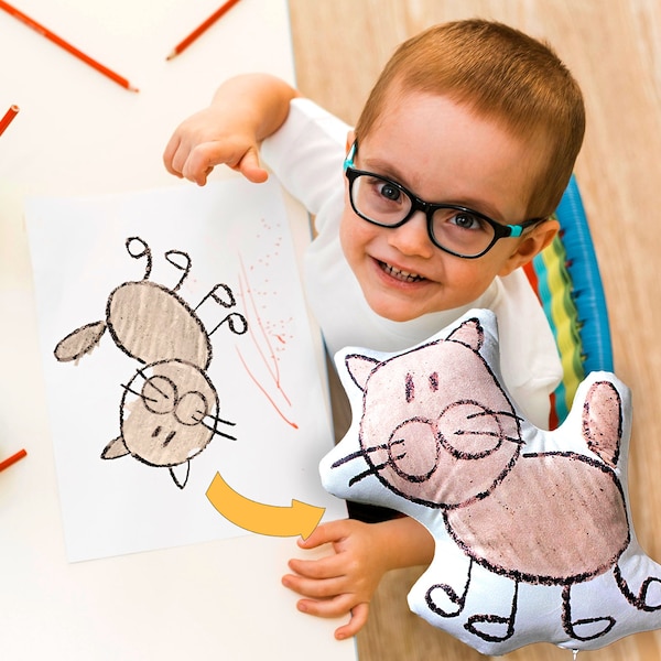 Custom Kids Art Pillow: Personalized Drawing Keepsake Cushion