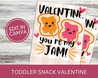 Peanut Butter and Jelly Valentine Printables, You're My JAM, Classroom Valentine, Kids and Toddlers Valentine