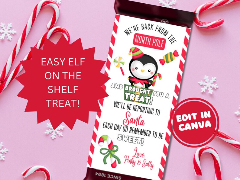 Editable Elf on the Shelf Returns Candy Bar Wrapper Template, Printable ...
