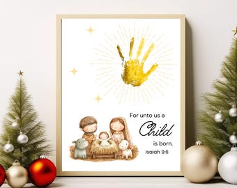 Nativity Scene Christmas Handprint, Christian Christmas Craft for Babies Toddlers Kids, Preschool Bible Activity for Church, Sunday School