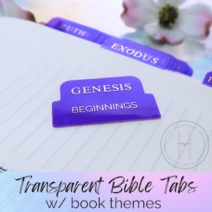 Purple Transparent Bible Tabs: Gold Foil, Peel & Stick