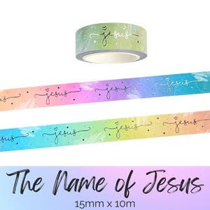Jesus Name Washi Tape, Silver Foil Christian Tape, Faith Washi, Bible Journal, Planner Sticker, Scripture Tape, Scrapbooking, Journal Tape