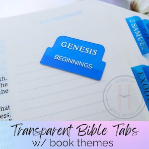 Blue Transparent Bible Tabs: Gold Lettering, Peel & Stick