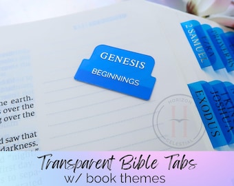 Blue Transparent Bible Tabs: Gold Lettering, Peel & Stick