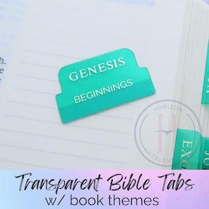 Gold Foil Green Bible Tabs: Transparent Peel & Stick, Books of the Bible