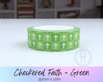 Checkered Faith Washi Tape: Christian Planner Scrapbook Tape (15mmx10m)