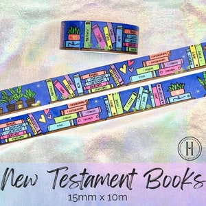 Bücher der Bibel, neues Testament christliches Washi Tape, spirituelles & religiöses dekoratives Klebeband, Journal, Planer, Scrapbooking