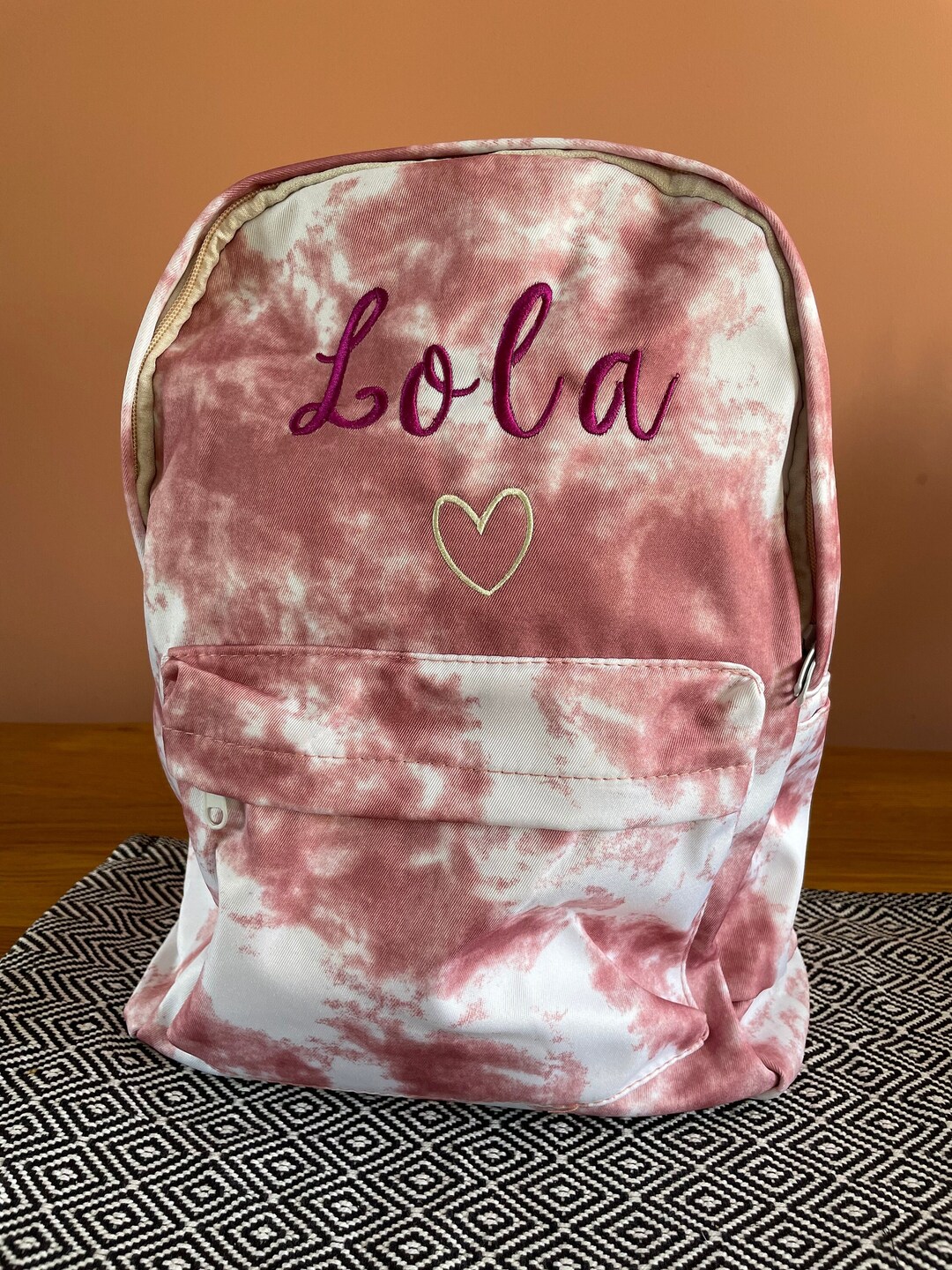 Kids Tiedye Backpack With Name Embroidered Name Back to School Nursery