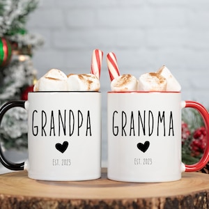 Pregnancy Announcement Grandparent Mug Set New Grandma and New Grandpa Gift Baby Announcement New Baby Gift for new Mom Minimalist baby gift