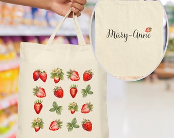 Personalized Strawberry Tote Bag: Eco-Friendly Reusable Grocery Bag