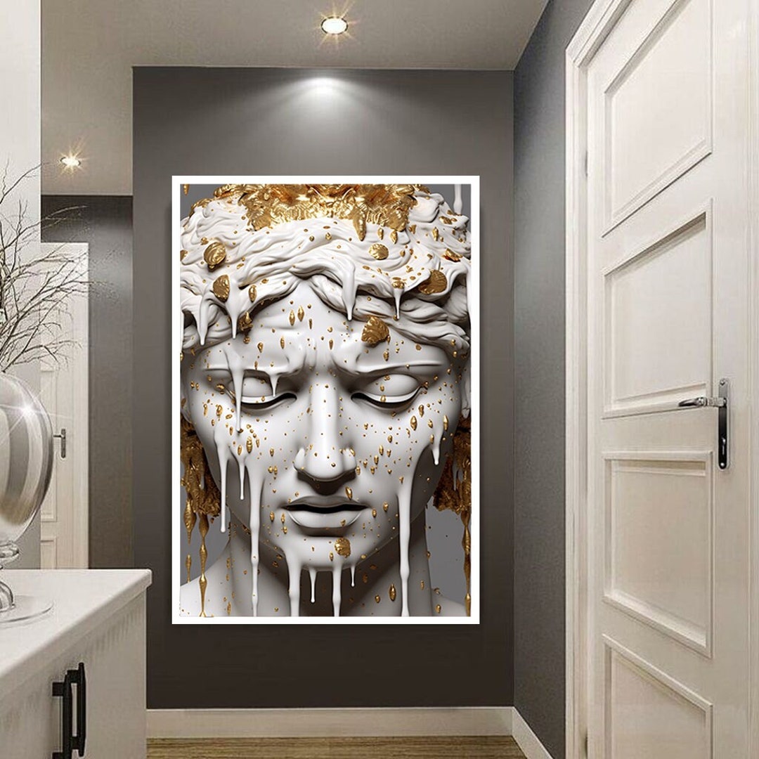 Melting Woman Canvas Wall Art, Golden Haired Woman Canvas Print Art