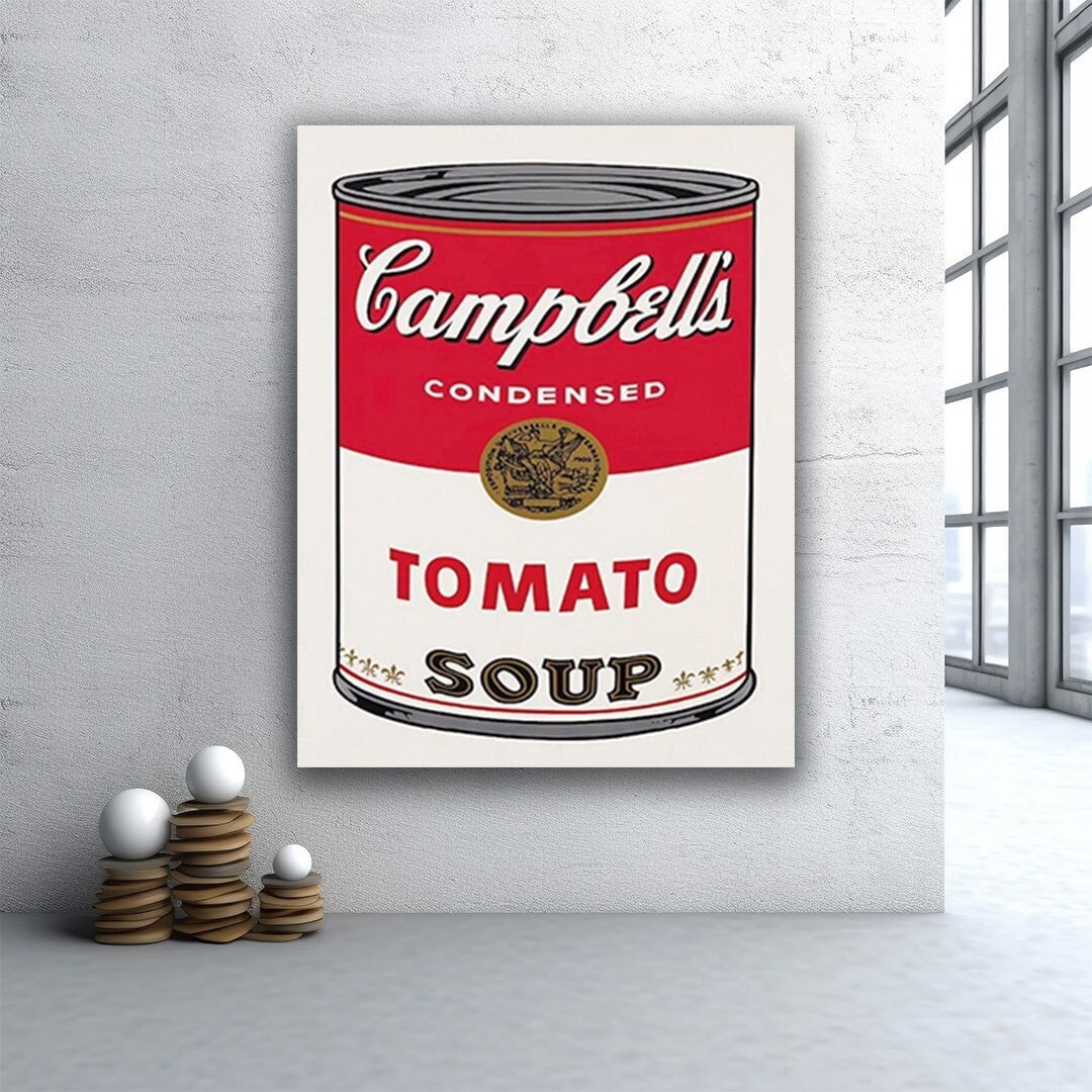 Andy Warhol Tomato Soup Pop Art Canvas Wall Art Poster, Campbell Soup