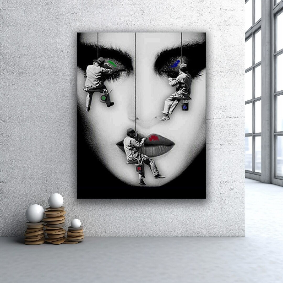Men Painting Canvas Wall Art Makeup Woman Canvas Wall Art Etsy