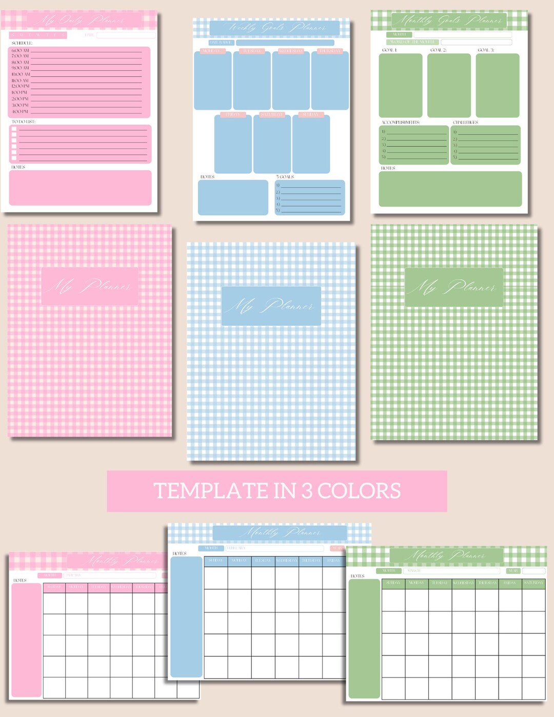 Printable Planner Bundle | Daily, Weekly & Monthly Goal Templates ...