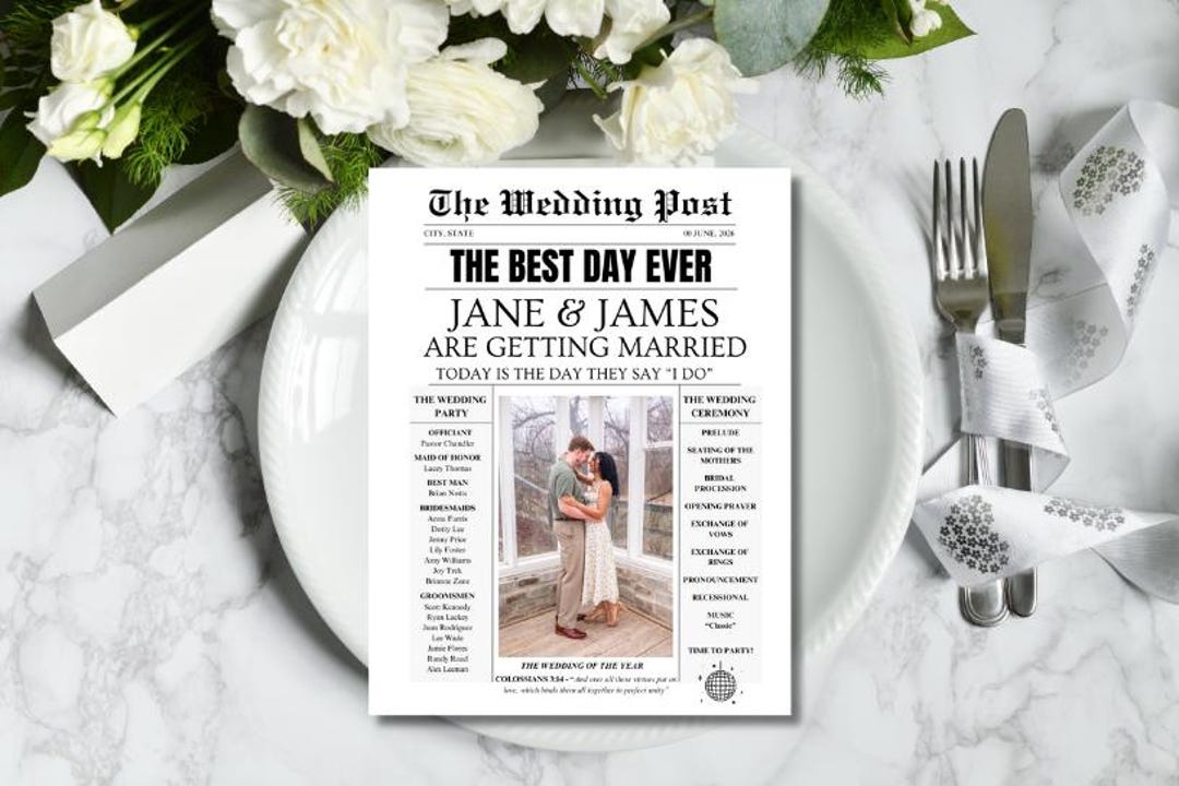 Wedding Program Template: Editable Canva Party Invite (8.5x11 Inches ...