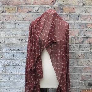 Vintage fabric. Rich brown sheer Rayon. Enough for a dress