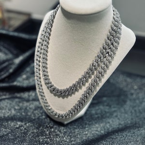 22” Cuban Link Pave Choker in Silver | Iced Out Necklace Diamond Choker | Shiny Choker Diamond Necklace | Birthday Gift Minimalist Choker