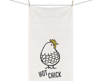 Hot Chick Tea Towel from the Rustic Chicken Art Series 18" x 30"