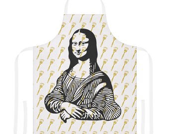 Mona Lisa with Paint Brush Chef's Apron from the Rustic Chicken Art Series