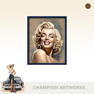 Marilyn Monroe Portrait: Vintage Hollywood Glamour Wandkunst (Instant Download)