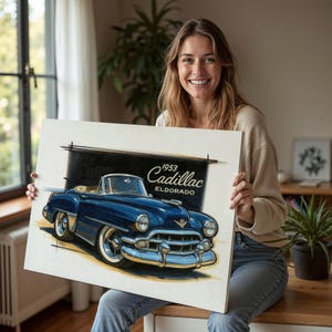 1953 Cadillac Eldorado Art Print, Convertible Classic Car Poster