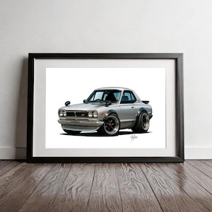 1971 Nissan Skyline GT-R Art – Hakosuka JDM Car Print Poster
