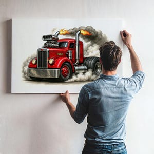1960 Kenworth Truck Poster, Big Rig Prints, Semi Trucks Wall Art, Eighteen-Wheeler Poster