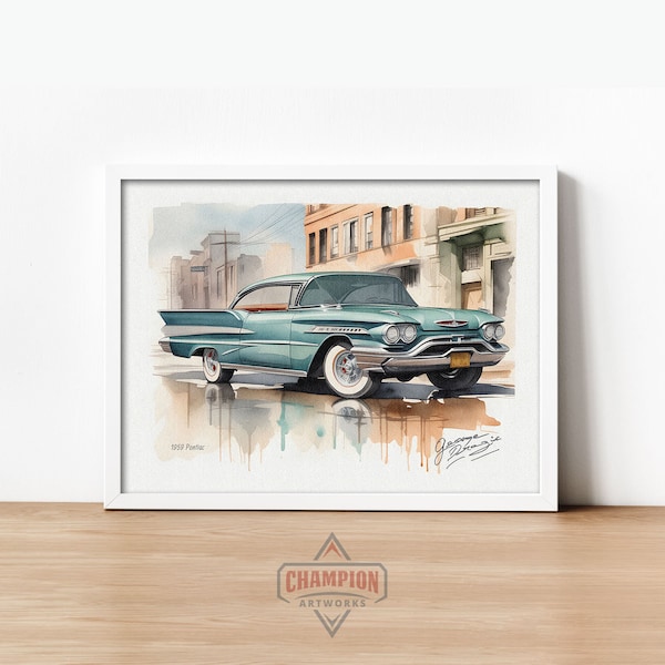 1959 Pontiac Print - Iconic Americana Artwork | PRINTABLE CLASSIC CARS