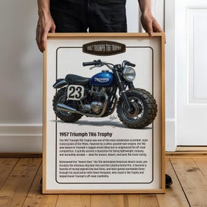 1957 Triumph TR6 Motorcycle Art Print: Vintage Cafe Racer Decor (Digital Download
