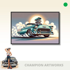 1955 Chevrolet Bel Air performing a burnout - BOYS ROOM PRINT