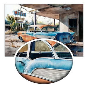 1957 Chevy Bel Air Watercolor Print: Retro Americana Man Cave Art (Digital Download)