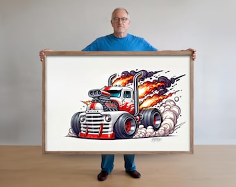 1951 White WC22PLT Truck Art, Vintage Semi Poster, Classic Rig Print