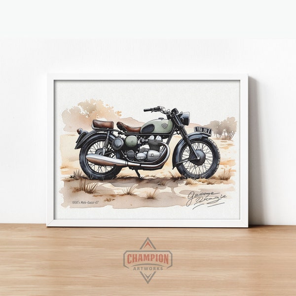 1930's Motto Guzzi motorcycle | COLLECTIBLE DOWNLOADABLE ART