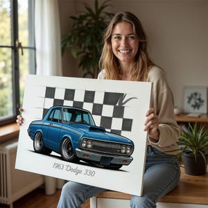 1963 Dodge 330 Printable Art, Vintage Mopar Muscle Car Poster