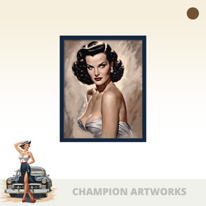 Jane Russell vintage Hollywood Glamour - Portrait des années 1940 Impression artistique