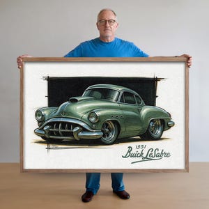1951 Buick LeSabre Printable Art, Futuristic Concept Car Poster