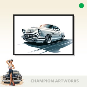 1954 Buick Skylark Cartoon Car - WALL ART PRINTABLE