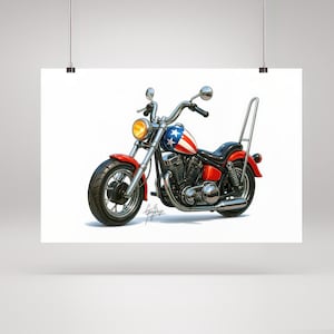 Easy Rider Captain America Chopper Art Print: 1969 Motorcycle Poster (Digital Download)