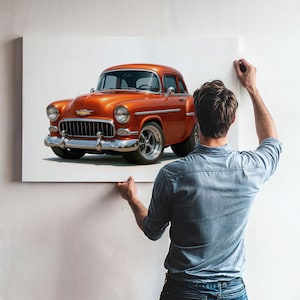Stampa artistica della Chevrolet Bel Air del 1954, download del poster di un'auto d'epoca